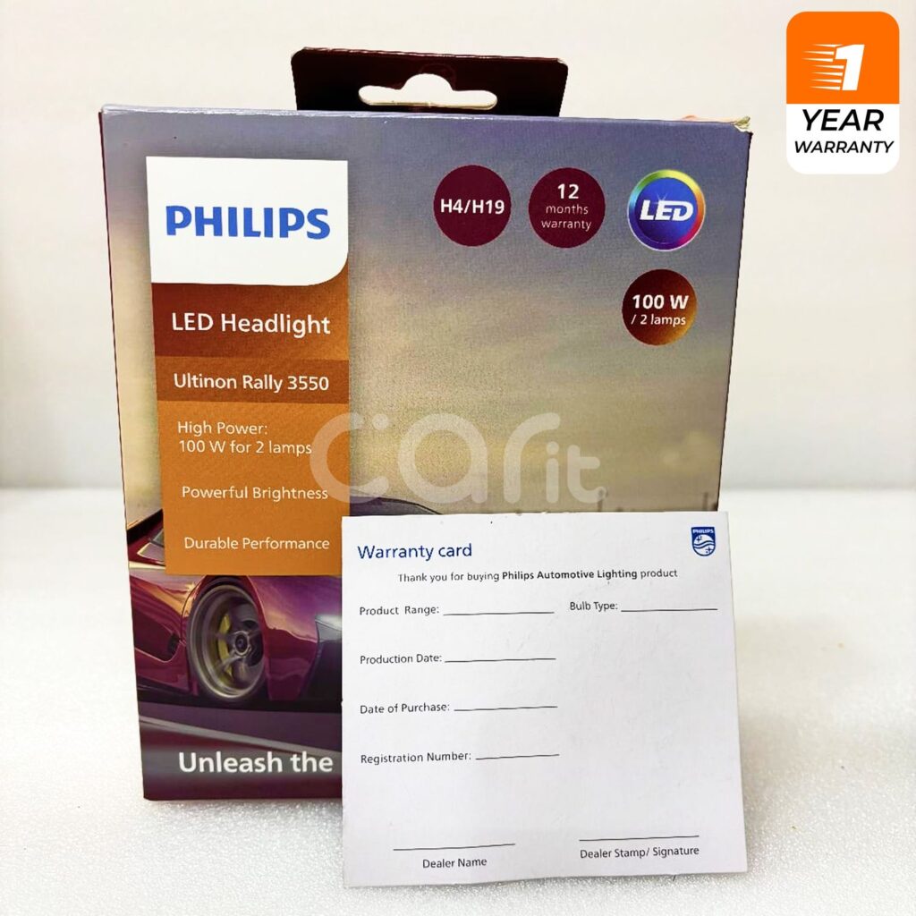 Philips Ultinon Rally 3550 LED Headlight H4 – 100W | 6500K White Light | Ultra-Bright Upgrade
